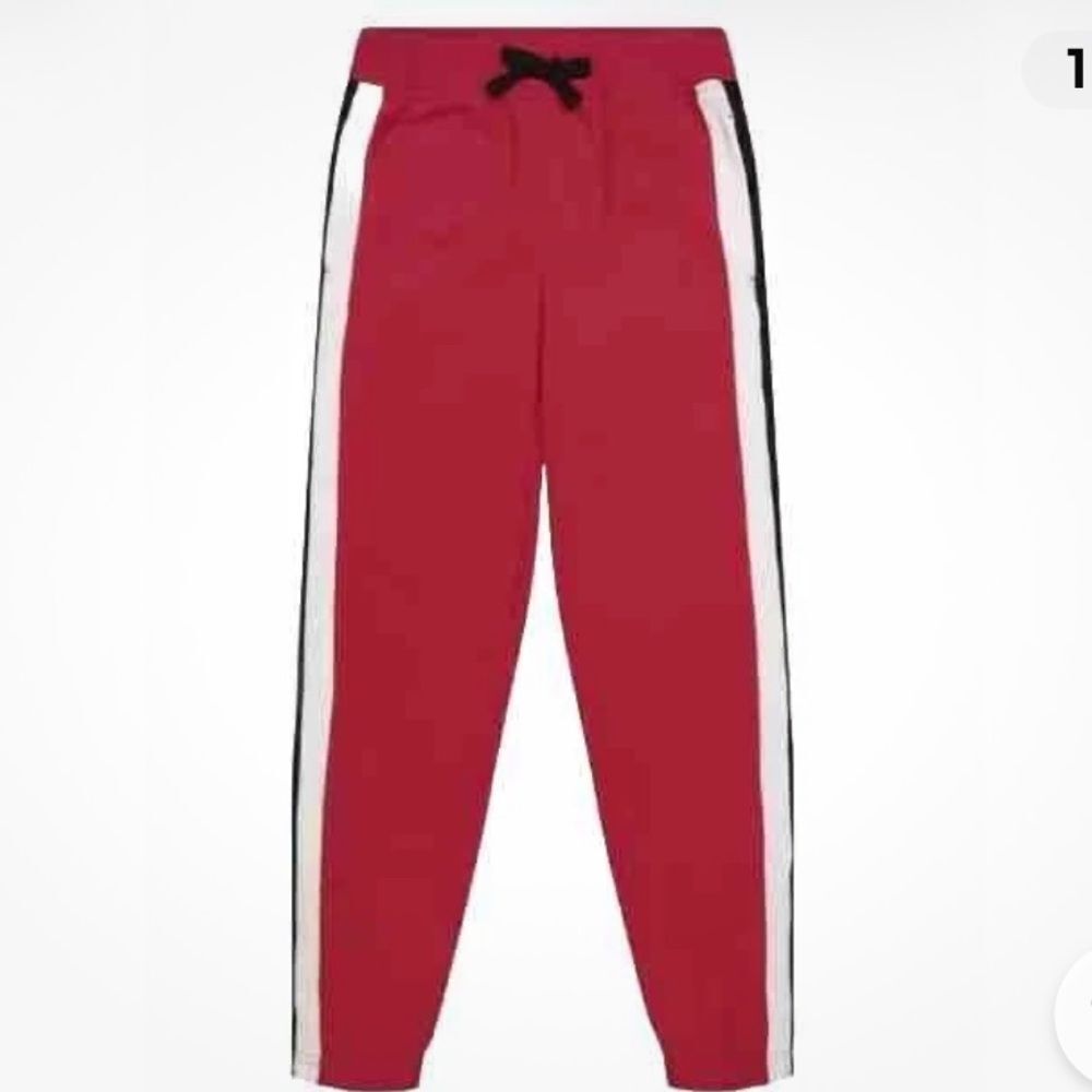 NAUTICA  Boys Side Stripe Fleece Joggers Red, Black, White Size M 5 NWT